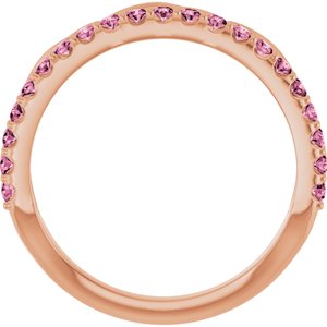 14K Rose Gold Natural Pink Tourmaline Infinity-Inspired Stackable Ring