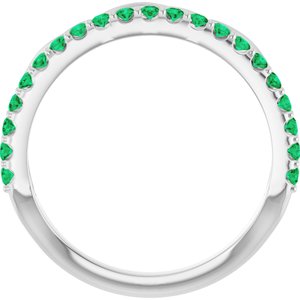 Sterling Silver Natural Emerald Infinity-Inspired Stackable Ring