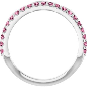 14K White Gold Natural Pink Tourmaline Infinity-Inspired Stackable Ring