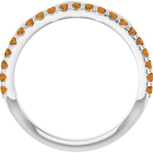 14K White Gold Natural Citrine Infinity-Inspired Stackable Ring