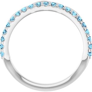 Platinum Natural Aquamarine Infinity-Inspired Stackable Ring
