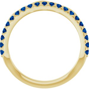 14K Yellow Gold Natural Blue Sapphire Infinity-Inspired Stackable Ring