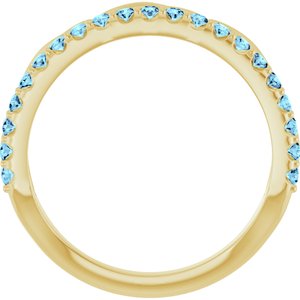 14K Yellow Gold Natural Aquamarine Infinity-Inspired Stackable Ring