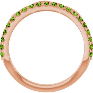 14K Rose Gold Natural Peridot Infinity-Inspired Stackable Ring