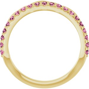 14K Yellow Gold Natural Pink Tourmaline Infinity-Inspired Stackable Ring