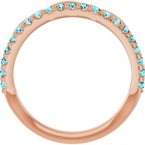 14K Rose Gold Natural Blue Zircon Infinity-Inspired Stackable Ring