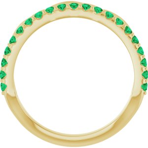 14K Yellow Gold Natural Emerald Infinity-Inspired Stackable Ring