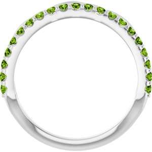 14K White Gold Natural Peridot Infinity-Inspired Stackable Ring