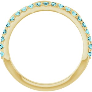 14K Yellow Gold Natural Blue Zircon Infinity-Inspired Stackable Ring