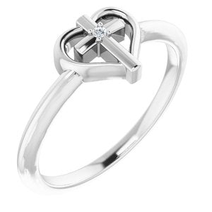 Accented Cross & Heart Ring