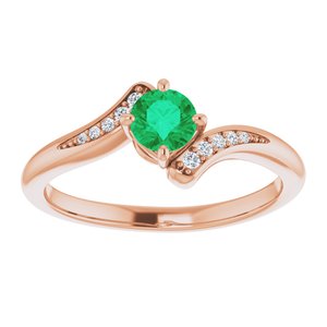 14K Rose Gold Natural Emerald & .04 CTW Natural Diamond Ring