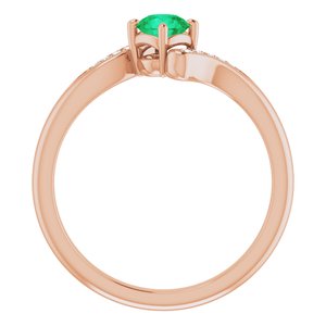 14K Rose Gold Natural Emerald & .04 CTW Natural Diamond Ring