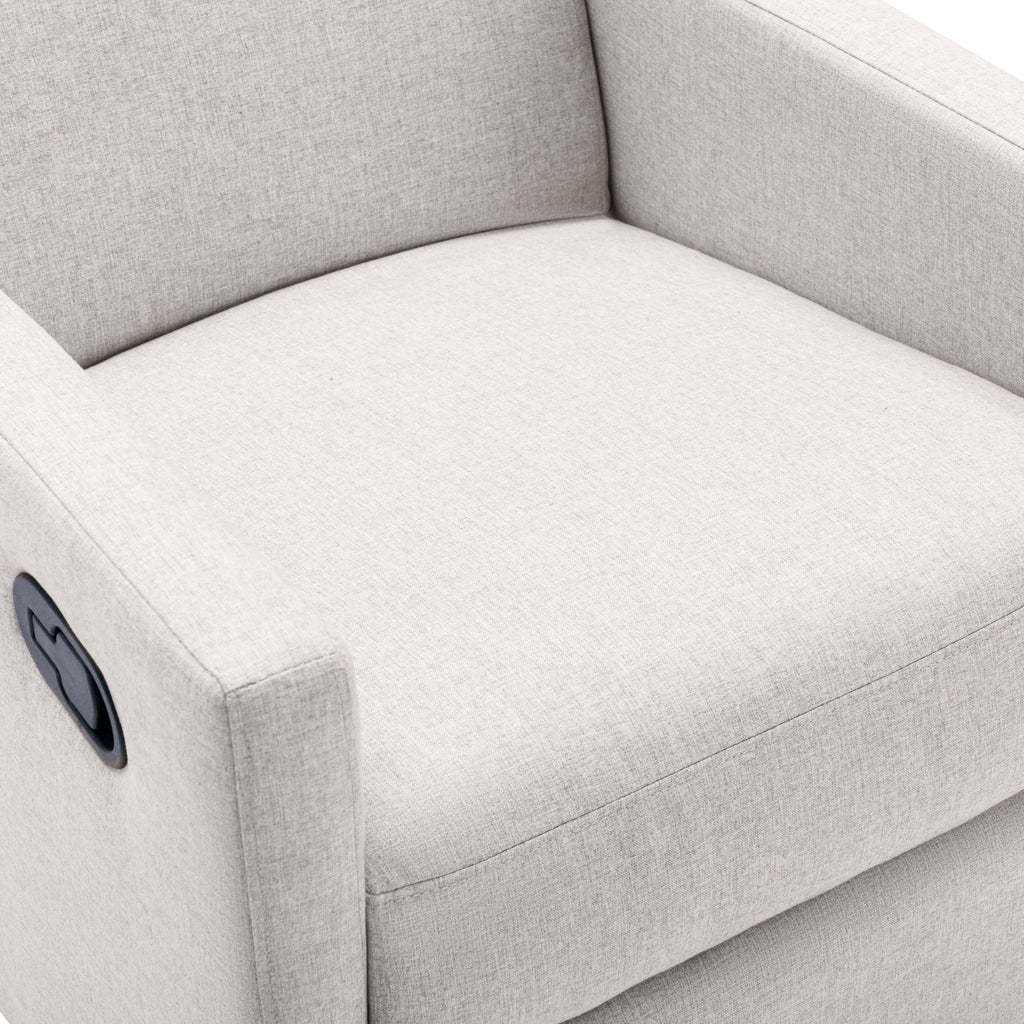 Modern Upholstered Rocker Nursery Chair with Plush Seating, Tan Linen, Swivel Recliner