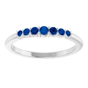14K White Gold Blue Sapphire Stackable Ring