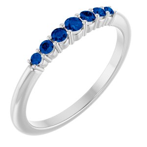 14K White Gold Blue Sapphire Stackable Ring