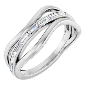 14K White Gold 1/3 CTW Natural Diamond Freeform Ring