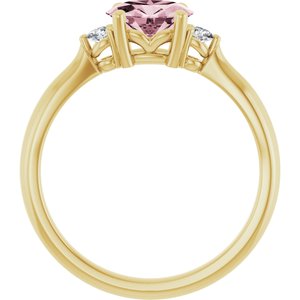 14K Yellow Gold 7x5 mm Oval Natural Pink Morganite & .08 CTW Natural Diamond Ring