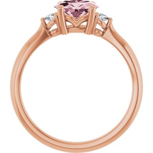 14K Rose Gold 7x5 mm Oval Natural Pink Morganite & .08 CTW Natural Diamond Ring