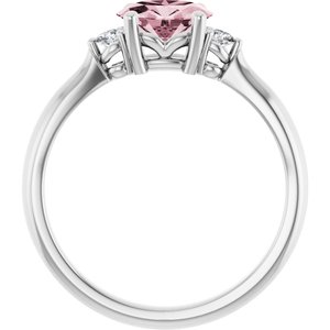 Platinum 7x5 mm Oval Natural Pink Morganite & .08 CTW Natural Diamond Ring