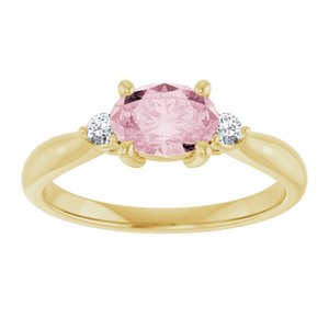 14K Yellow Gold 7x5 mm Oval Natural Pink Morganite & .08 CTW Natural Diamond Ring