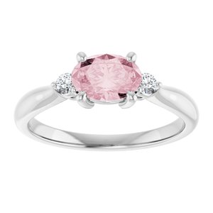 Platinum 7x5 mm Oval Natural Pink Morganite & .08 CTW Natural Diamond Ring