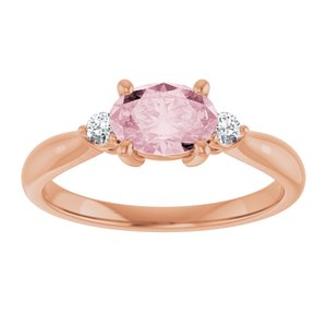 14K Rose Gold 7x5 mm Oval Natural Pink Morganite & .08 CTW Natural Diamond Ring