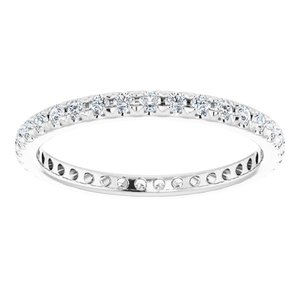 14K White 1/2 CTW French Set Natural Diamond Eternity Band Size 9