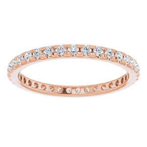 14K Rose 1/2 CTW French Set Natural Diamond Eternity Band Size 9