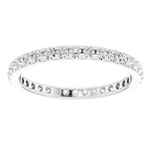 14K White Gold 1/2 CTW French Set Natural Diamond Eternity Band Size 4.5