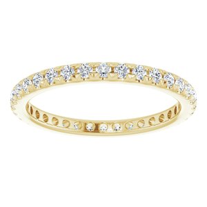 14K Yellow Gold 1/2 CTW French Set Natural Diamond Eternity Band Size 4.5