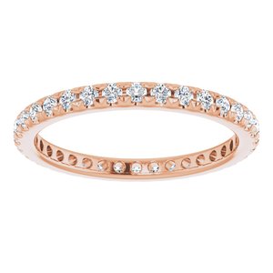 14K Rose Gold 1/2 CTW French Set Natural Diamond Eternity Band Size 4.5