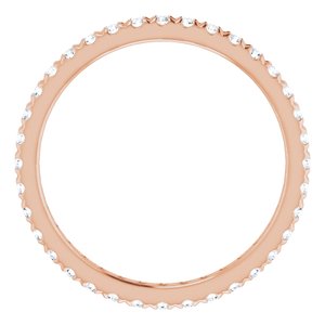 14K Rose Gold 1/2 CTW French Set Natural Diamond Eternity Band Size 6