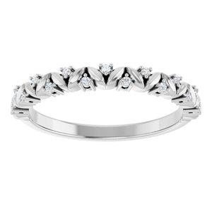 Platinum .06 CTW Natural Diamond Stackable Leaf Ring