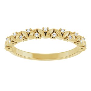 14K Yellow Gold .06 CTW Natural Diamond Stackable Leaf Ring