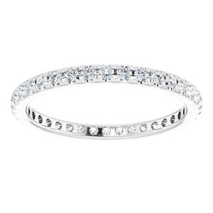 14K White Gold 1/2 CTW French Set Natural Diamond Eternity Band Size 6