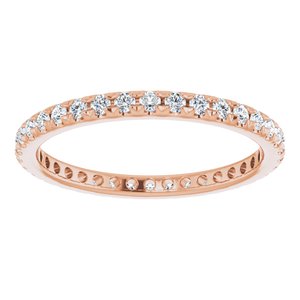14K Rose Gold 1/2 CTW French Set Natural Diamond Eternity Band Size 6