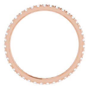14K Rose Gold 1/2 CTW French Set Natural Diamond Eternity Band Size 8