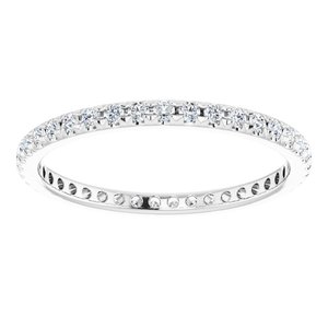 14K White Gold 1/2 CTW French Set Natural Diamond Eternity Band Size 8