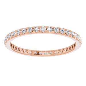 14K Rose Gold 1/2 CTW French Set Natural Diamond Eternity Band Size 8