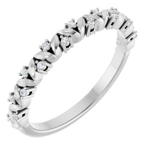 Platinum .06 CTW Natural Diamond Stackable Leaf Ring