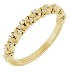 14K Yellow Gold .06 CTW Natural Diamond Stackable Leaf Ring