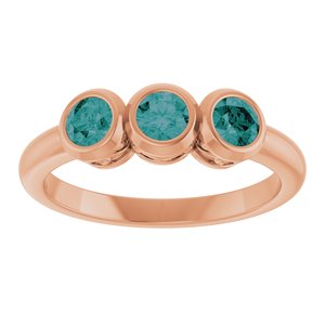 14K Rose Gold Lab-Grown Alexandrite Three-Stone Bezel-Set Ring
