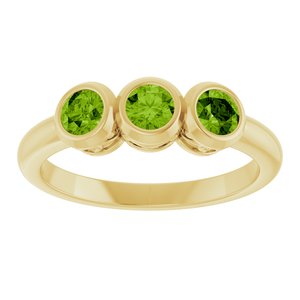14K Yellow Gold Natural Peridot Three-Stone Ring