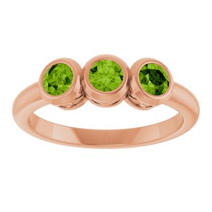 14K Rose Gold Natural Peridot Three-Stone Ring