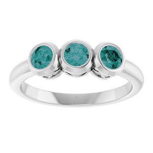 Sterling Silver Natural Alexandrite Three-Stone Ring
