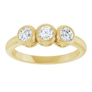 14K Yellow Gold Natural White Sapphire Three-Stone Ring