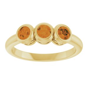 14K Yellow Gold Natural Citrine Three-Stone Ring