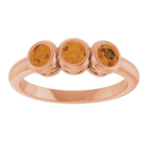 14K Rose Gold Natural Citrine Three-Stone Ring