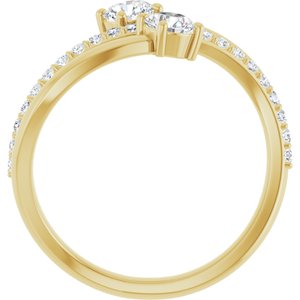 14K Yellow Gold 3/4 CTW Natural Diamond Two-Stone Ring