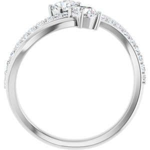 14K White Gold 3/4 CTW Lab-Grown Diamond Two-Stone Ring